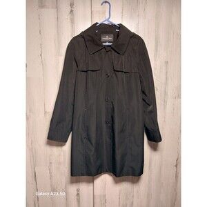 London Fog Women's Single Breasted Trench Coat Black Size XL